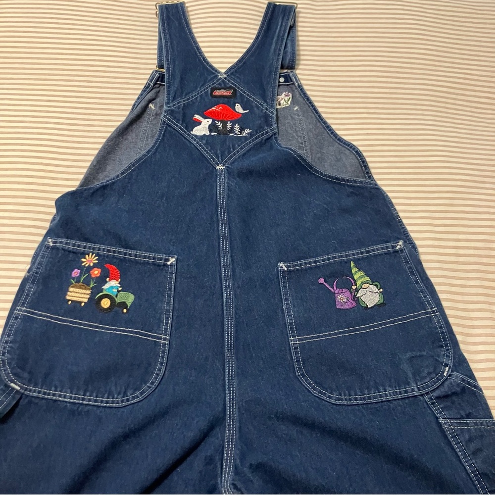 Garden Gnome/Mushroom embroidered Dickies overalls